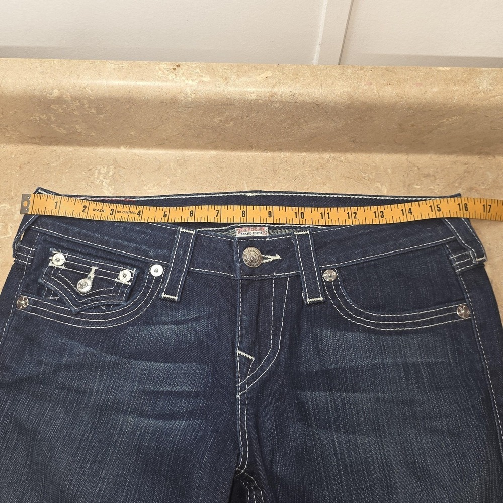 True Religion Jeans Womens 28 Blue Becky Low Rise Bootcut Flap Pockets Made USA - Picture 9 of 16